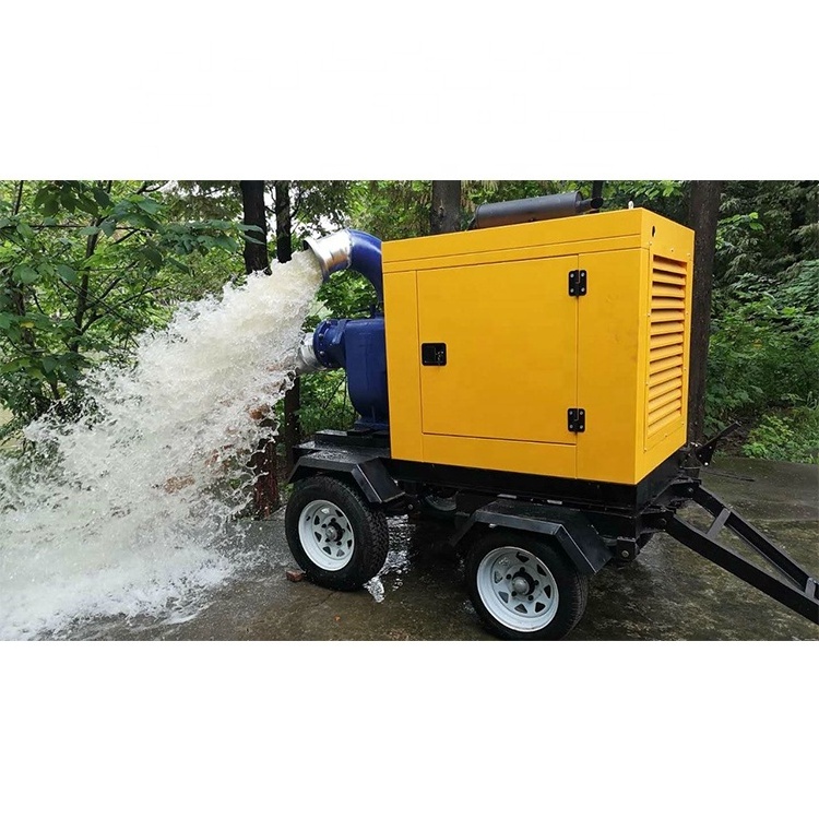 HNYB strong self-priming mobile pump trailer water pump silent diesel self priming heavy duty diesel water pump