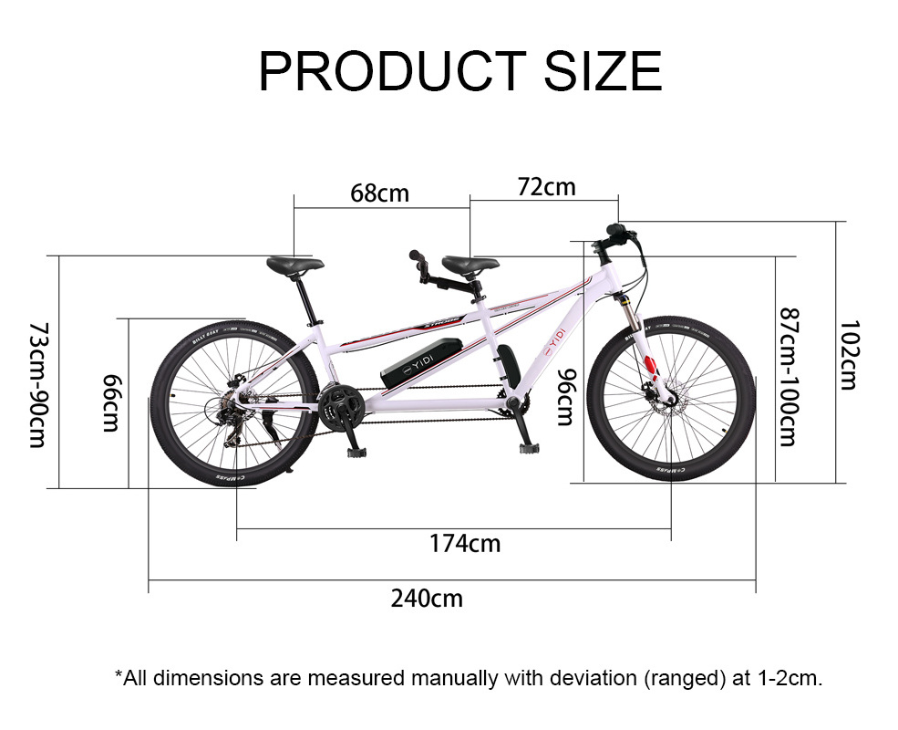 26 inch aluminous alloy two people e-bike 21 speeds 36v 350w tandem bicycle electric