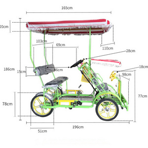 Imported Quadricycle 4 Person Electric Surrey Bikes Family 4 Wheel Pedal Bike Fun Surrey Bike 4 Seat Tandem Bicycle