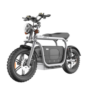 Cafe Racer Style Motorcycle Electric Moped Ebike 20inch Tire 48V 750w/1500w  Electric Mountain Bike Bicycle With Big Trunk