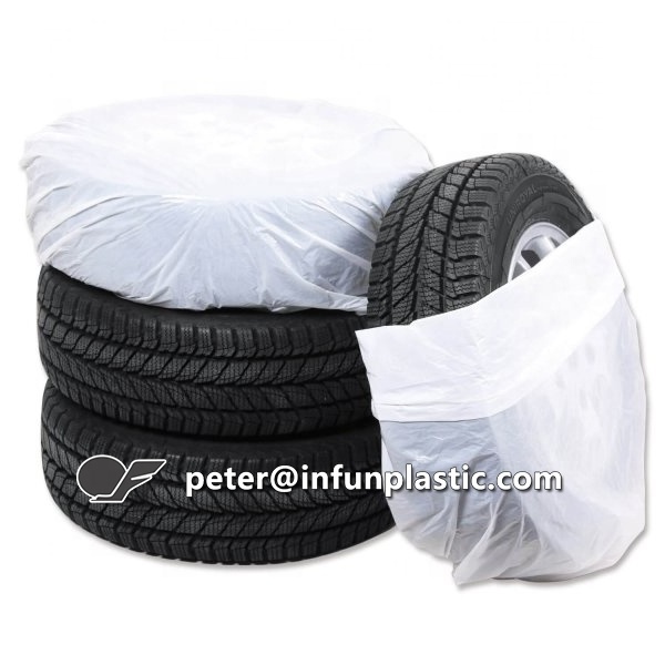 disposable customized polyethylene transparent plastic car spare tire cover storage plastic bag with logo