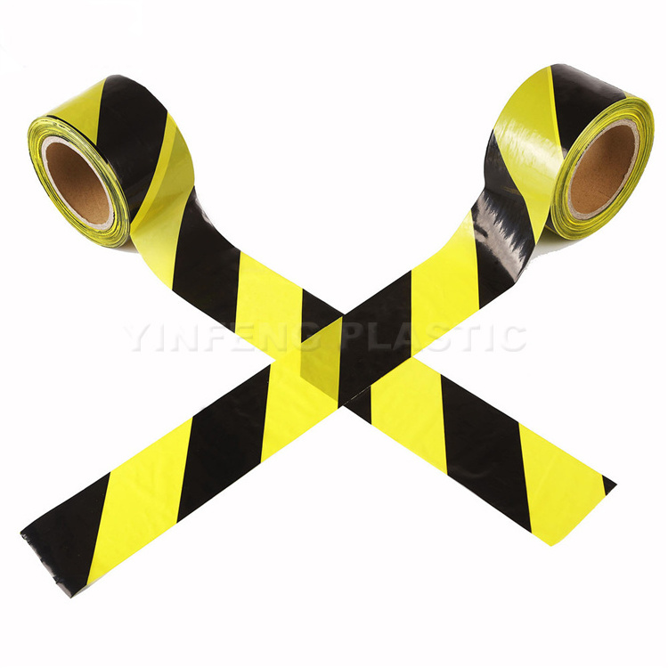 High quality plastic caution tape , non adhesive barrier tape, black and yellow warning tape