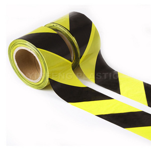 High quality plastic caution tape , non adhesive barrier tape, black and yellow warning tape