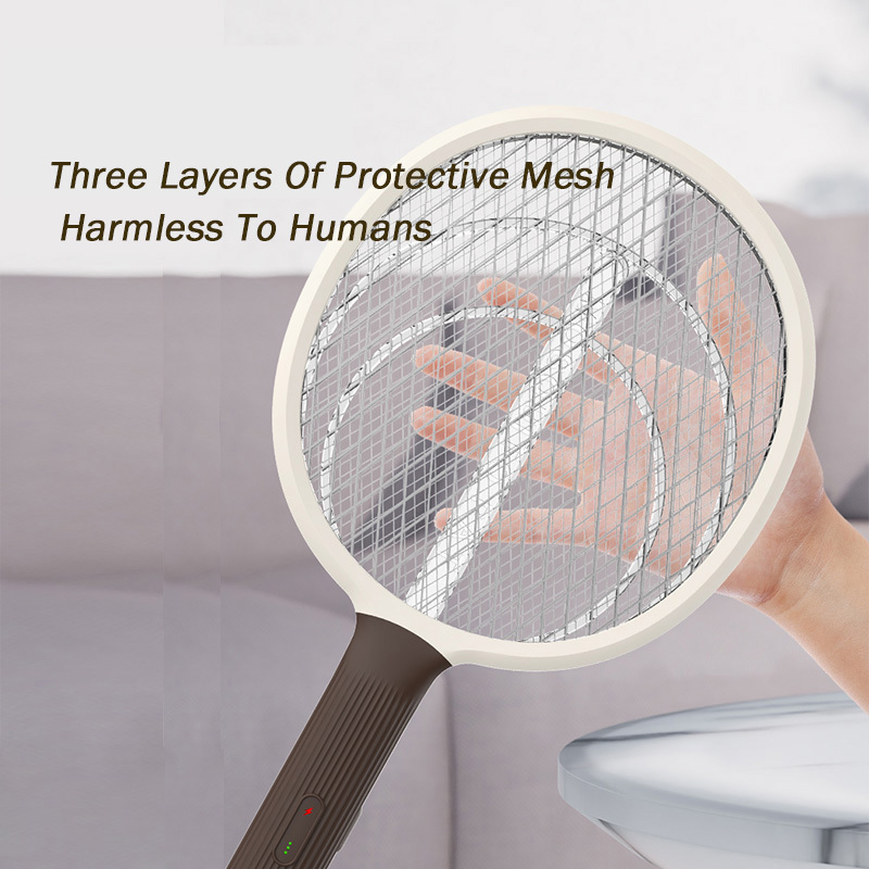 Electric Fly Swatter Racket 2 in 1 Bug Zapper with USB Rechargeable Base Powerful Mosquitoes Trap Lamp Fly Killer