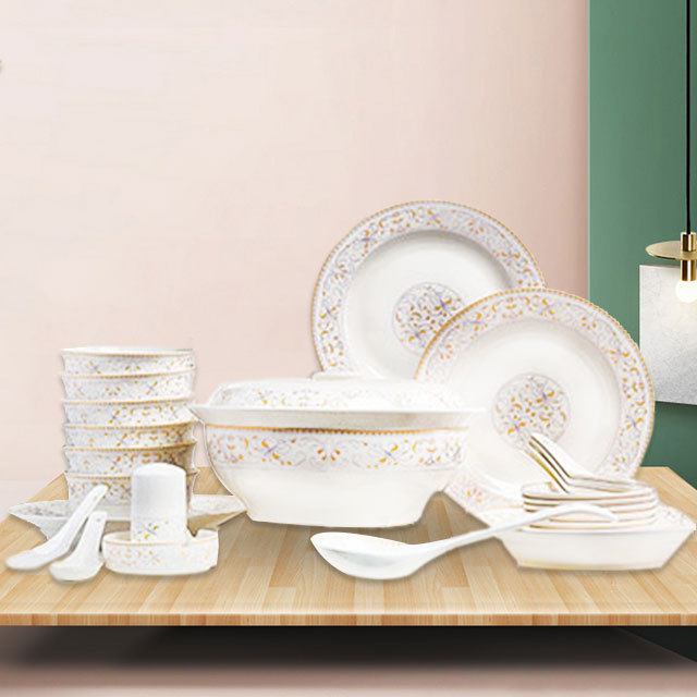 Wholesale 28 56 PCS Plate Bowl Dinnerware Fine Bone China Dinner Sets