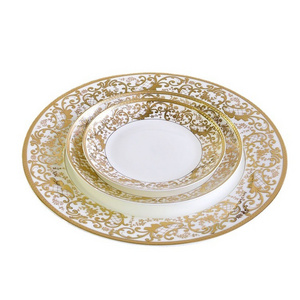 Special Restaurant Dinnerware  Decorative Gold Floral Porcelain Plates and Bowls Sets