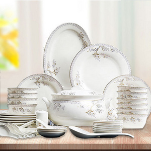 Wholesale 28 56 PCS Plate Bowl Dinnerware Fine Bone China Dinner Sets