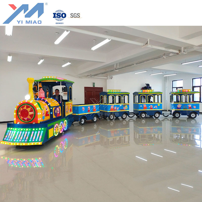 Yimiao Carnival Attractive Kiddie Outdoor Vintage Amusement Park Mini Kids Tourist Electric Trackless Train Rides For Sale