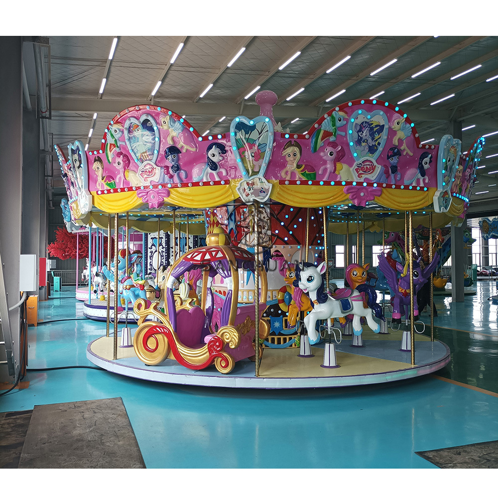 Yimiao Portable Trailer Mounted Amusement Rides Funfair Self Control Plane carrusel carousel horses for sale