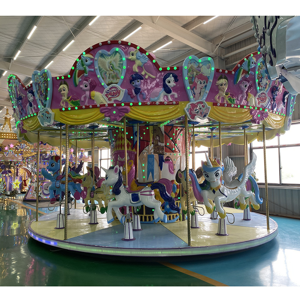 Yimiao Portable Trailer Mounted Amusement Rides Funfair Self Control Plane carrusel carousel horses for sale