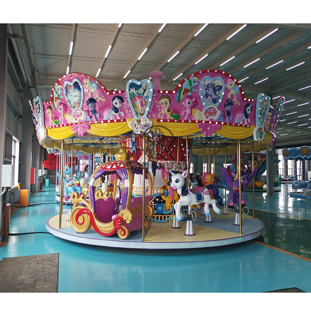 Yimiao Portable Trailer Mounted Amusement Rides Funfair Self Control Plane carrusel carousel horses for sale