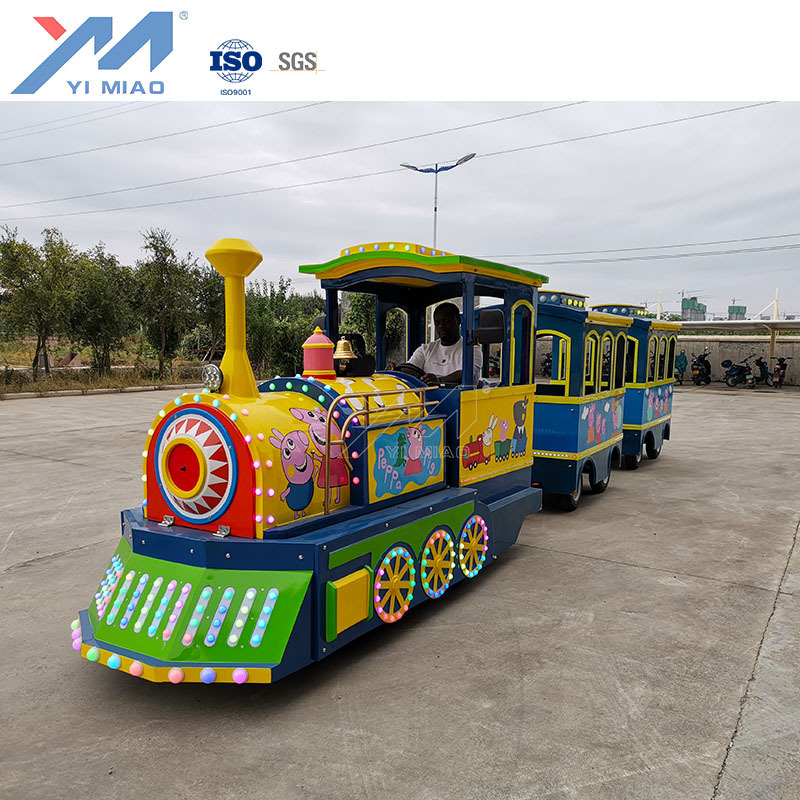 Yimiao Carnival Attractive Kiddie Outdoor Vintage Amusement Park Mini Kids Tourist Electric Trackless Train Rides For Sale