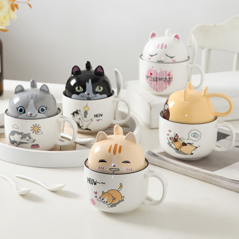 Best-selling One Cup Dual-purpose Mug Funny Cute Animal Ceramic Mug Box Tumbler Cartoon Mugs HANDGRIP Hot Water or Cold Water