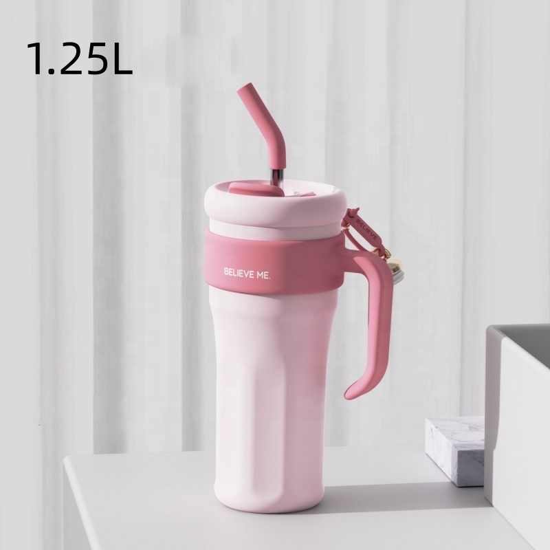 1.25L Big Mac thermos cup 316 stainless steel hot and cold insulation water bottle with handle and straw