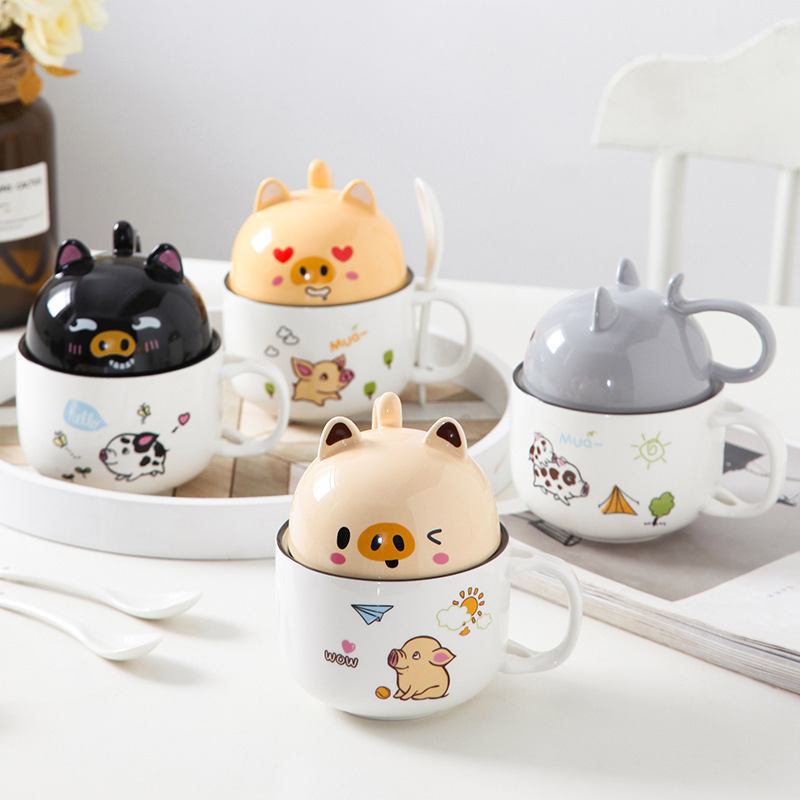 Best-selling One Cup Dual-purpose Mug Funny Cute Animal Ceramic Mug Box Tumbler Cartoon Mugs HANDGRIP Hot Water or Cold Water