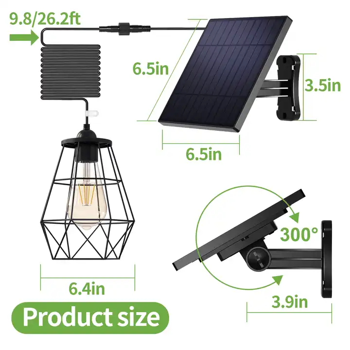 Solar  Waterproof Hanging Lamp Remote Adjustable Led Bulb Shed Outdoor Solar Pendant Garden Lights