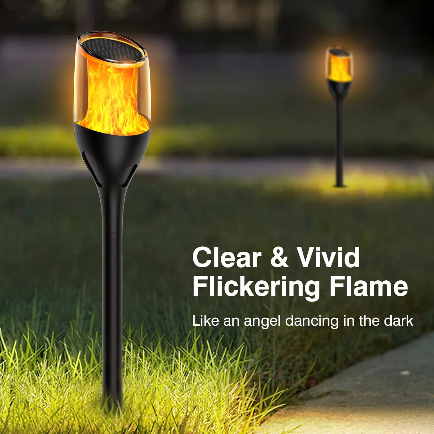 LED Torch Lights Outdoor Solar Torches Garden Lights with Flickering Flame Decorative