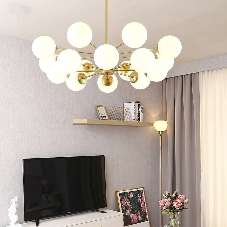 Nordic E27 Base Multi-head glass ball Living Room Hanging Ceiling Light Chandelier Pendant Lights