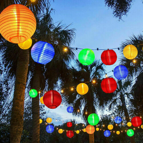 LED Solar String Lights Outdoor Waterproof Hanging Paper Lantern Chinese lantern light for Garden Decor