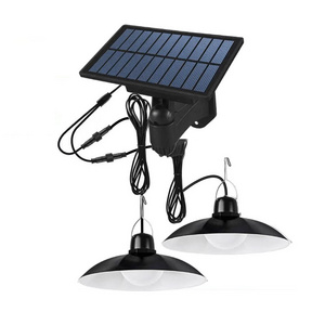 Double Head Retro Lamp Remote Control Outdoor Warehouse Hanging Solar Pendant Shed Lights