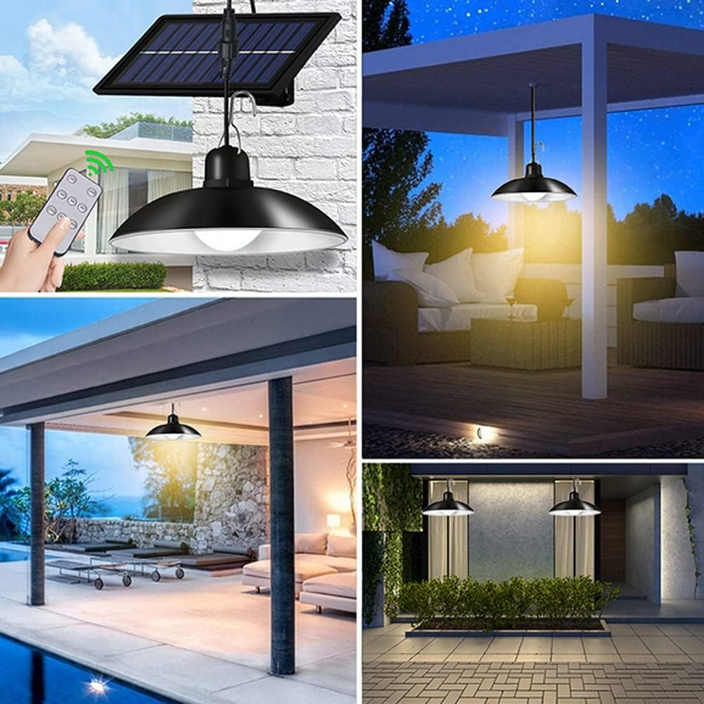 Double Head Retro Lamp Remote Control Outdoor Warehouse Hanging Solar Pendant Shed Lights