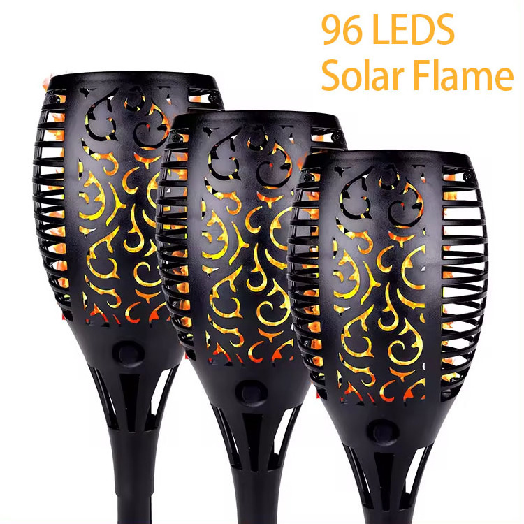 96 LED Dancing Outdoor Higher Larger Flickering Flame Solar Led landscape Flame Light for Pathway Landscape Garden