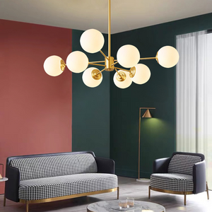 Nordic E27 Base Multi-head glass ball Living Room Hanging Ceiling Light Chandelier Pendant Lights