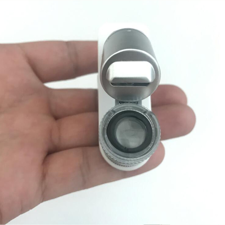 60 X magnification Microscope Magnifier LED with Light Clip on Micro Lens for Universal Mobile Phones