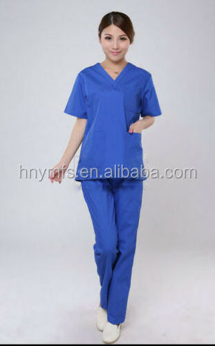 Medical Fabric Unisex Short Sleeve Chlorine Bleaching Resistant Scrubs