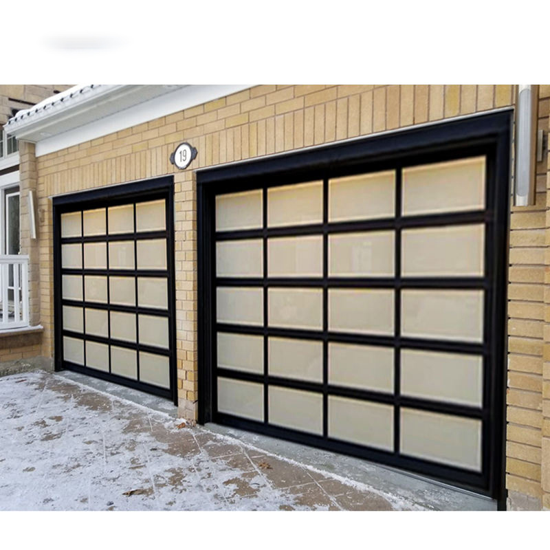 Chinese Top Manufacturer Sectional Overhead Automatic Frosted Tempered Aluminum Full View Plexiglass Glass Garage Door