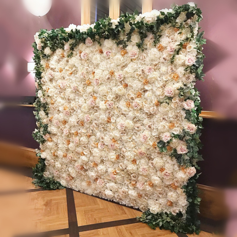 Blush Rose Pink Flower Wall Green floral wall backdrop Panels artifical flower wall For Wedding Party Home