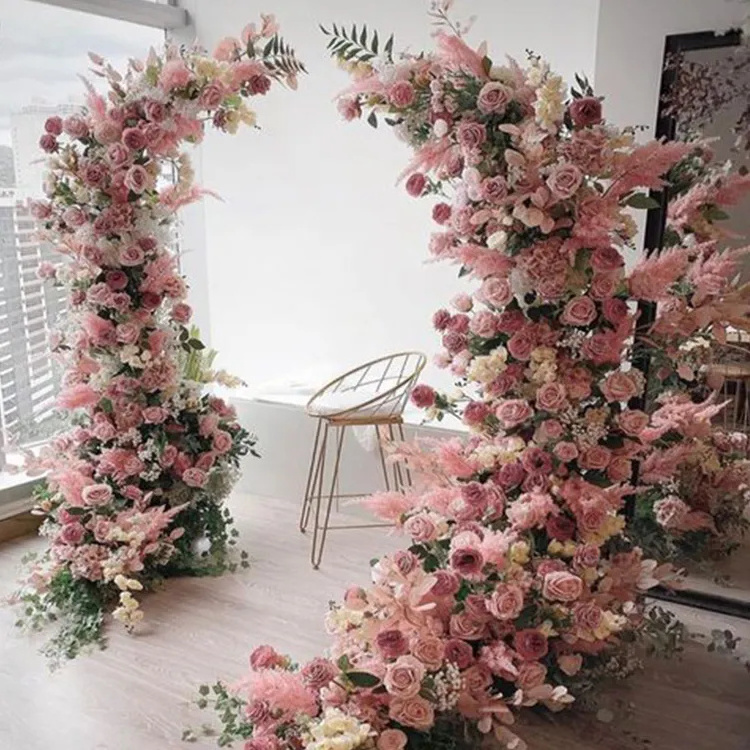 Stand Iron Baby Breath Square Gold Heart Star Shape Rose Flower Wedding Arch For Wedding Table Centerpiece