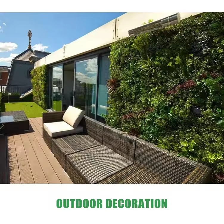 3D Anti-UV Outdoor Indoor Decoration Green Jungle wall Panel Artificial Plant Grass Wall