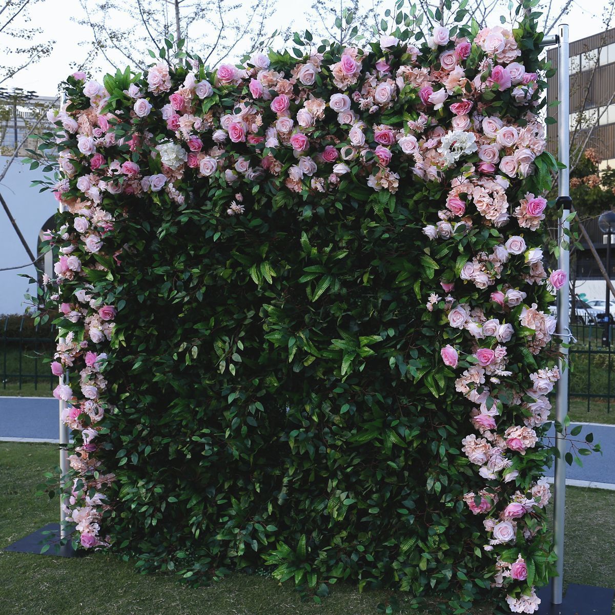 New Design Artificial Rose Stand floral wall backdrop Green Flowers Walls Backdrop Roll Up Flower Wall