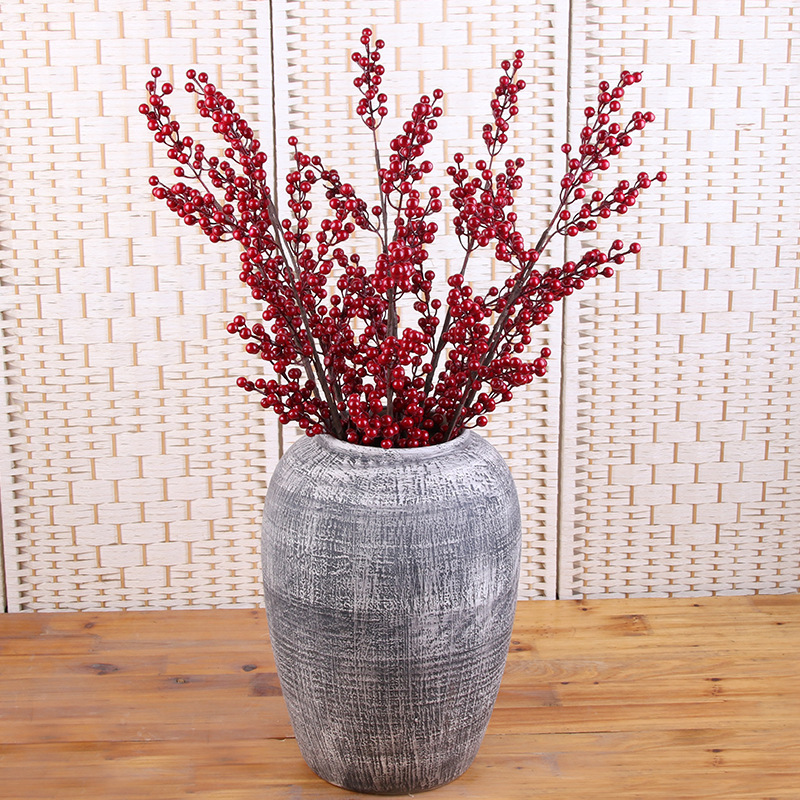 High Quality Artificial Flowers  All Festival Decoration American Christmas Berry Fruit Red Rich Fruit Berry Branches