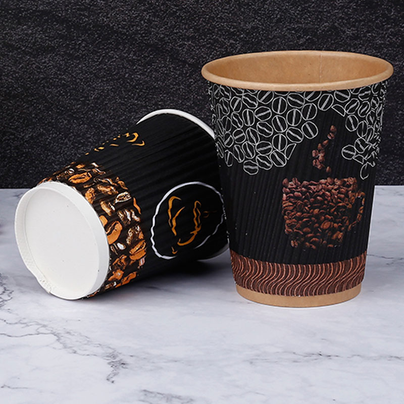 12oz customization ripple wall coffee cups brown ripple paper to go coffee cups