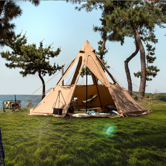 3 Person Waterproof Large Luxury Glamping Pyramid Tipi Tents Lightweight Iron Wall Stove Outdoor Backpacking Camping Teepee Tent