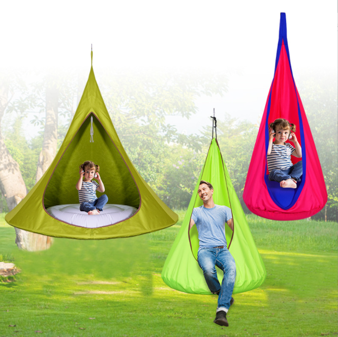 Outdoor Foldable Camping Kids Adult Swing Seat Hammock Hanging Tree House Tent For Garden