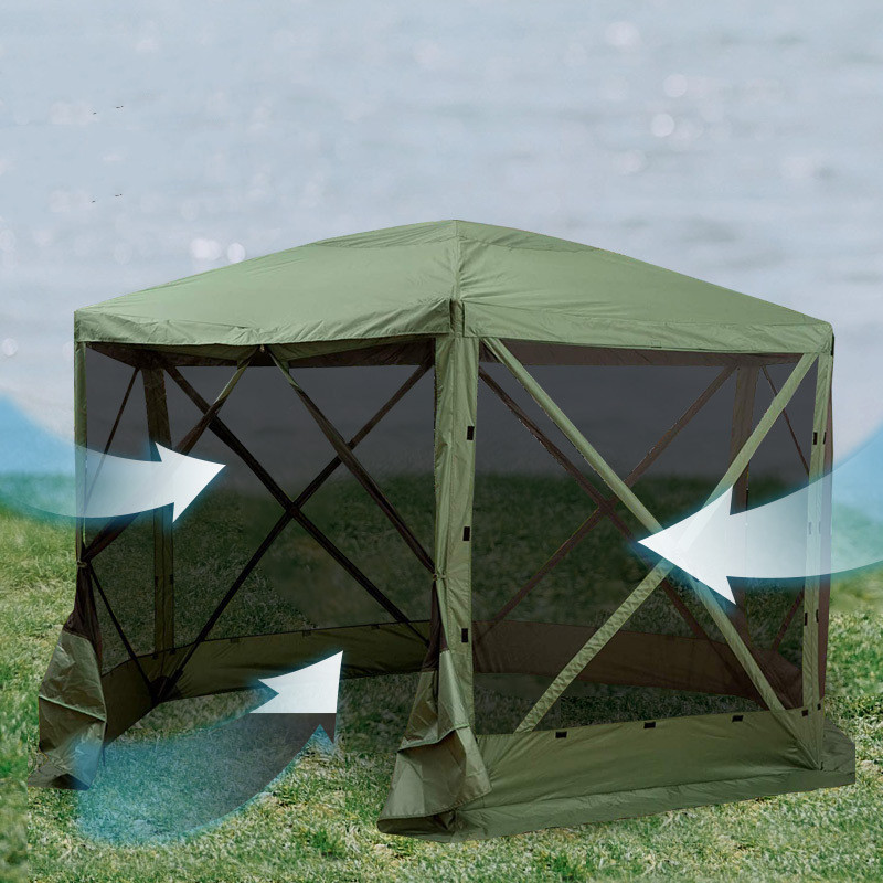 outdoor screen house tent summer camping shade shelter gazebo tent with wind curtain