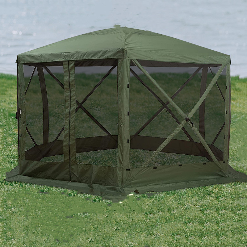 outdoor screen house tent summer camping shade shelter gazebo tent with wind curtain