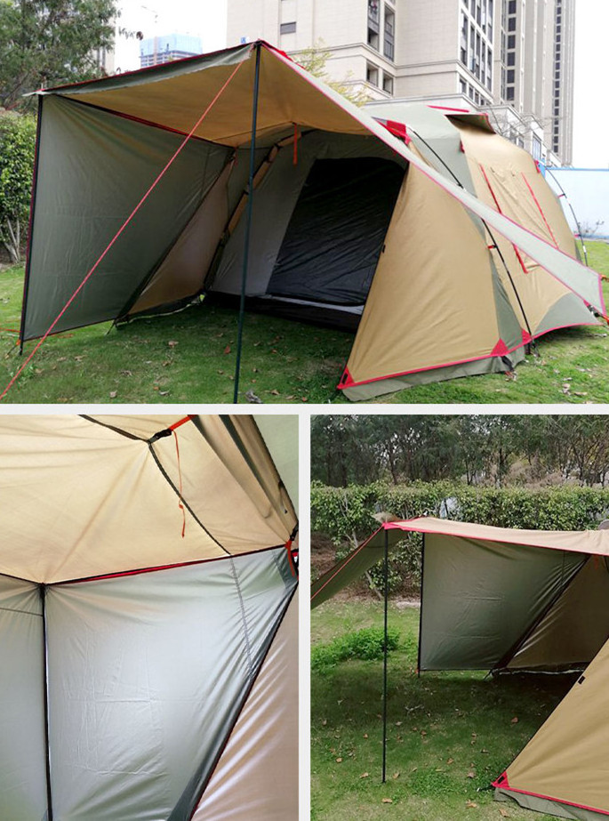 Japan And Korea Aluminum Pole Camping Tent 6 People Rainproof Sunscreen SUV Tent