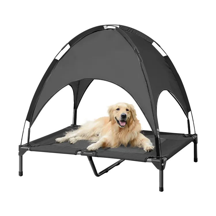 Elevated Portable Raised Dog Cot Cooling Pet Bed Pet Cot Folding Outdoor Dog hammock With Canopy Breathable Mesh