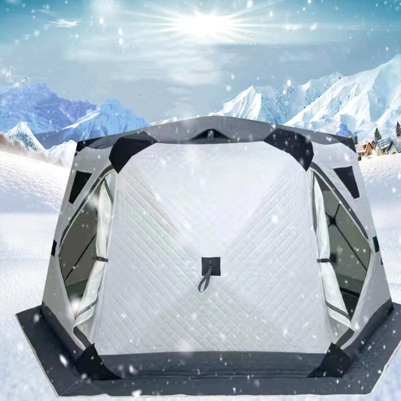 Ice House Cube Winter Fishing Camping Tents With 6 Sides Keep Warm