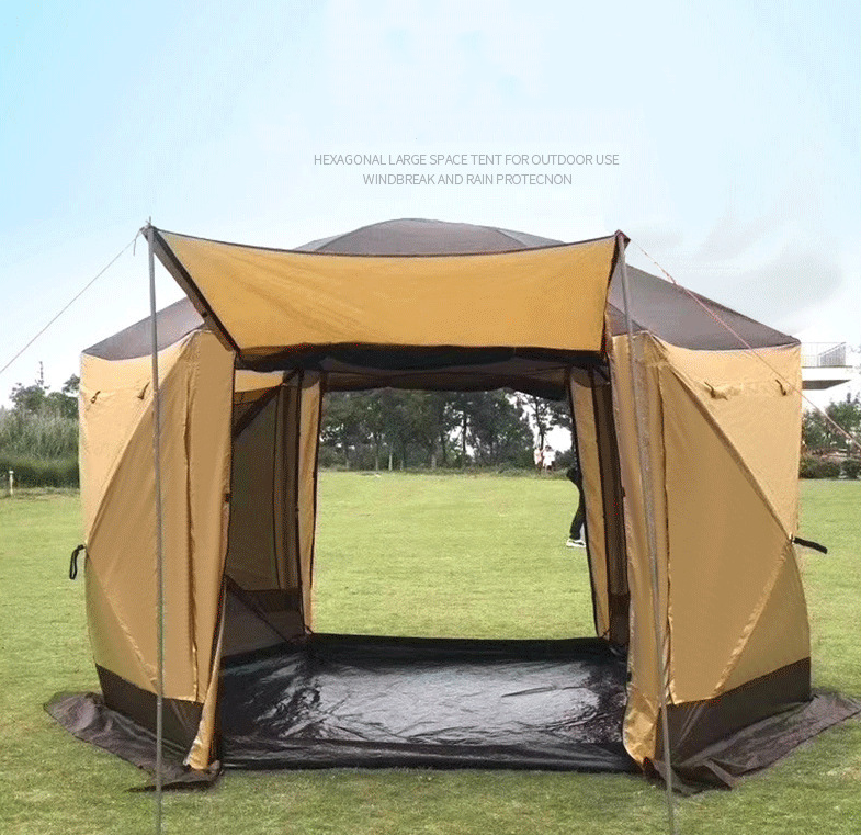 Outdoor Hexagonal Tent Gazebo Wedding Camping Beach Sun Shelter Canopy for Outdoor Camping