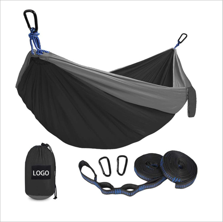 OEM 210T Nylon single double outdoor hiking Nylon Portable sewing hanging Parachute Camping Tent Hammock bed With Tree Straps