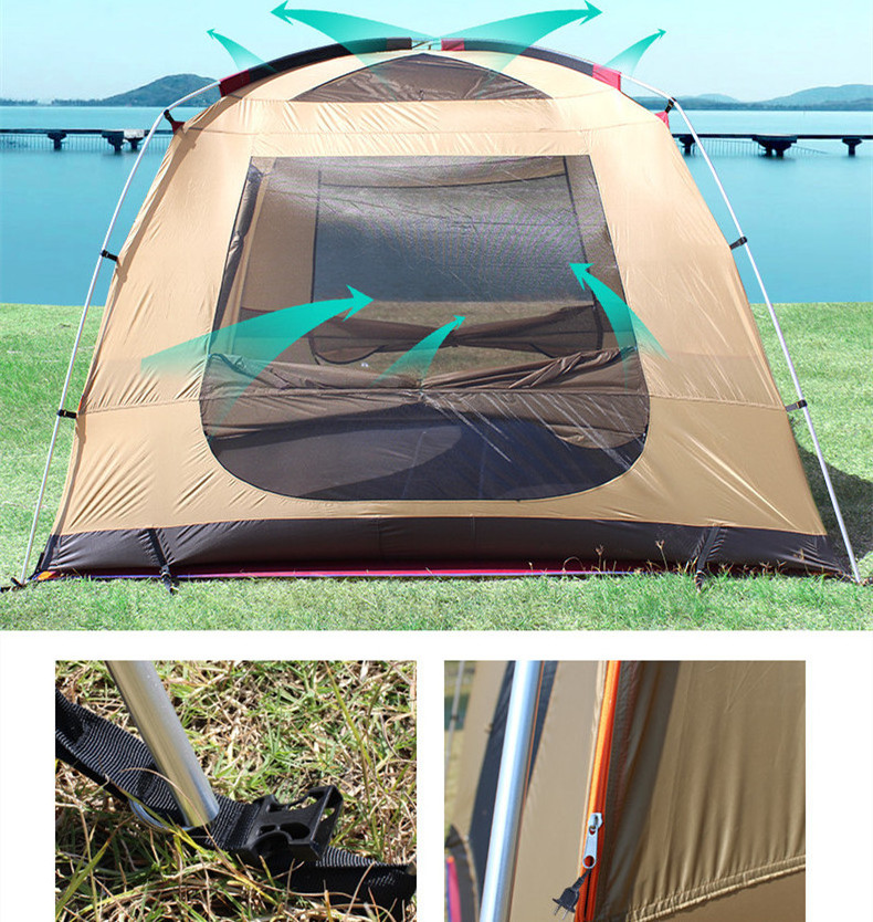 Japan And Korea Aluminum Pole Camping Tent 6 People Rainproof Sunscreen SUV Tent