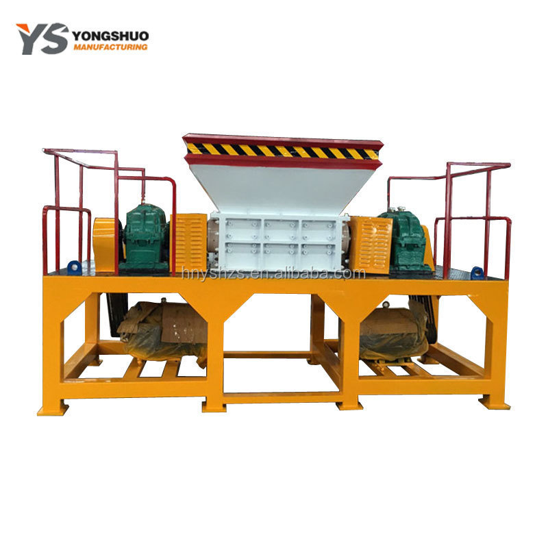 mini small industri double shaft shredder rubber car tyre pallet coconut husk waste plastic tire scrap metal shredder machine