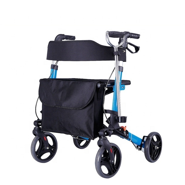 Rollator folding walker portable adjustable shopping medical outdoor aluminium rollator walker with seat