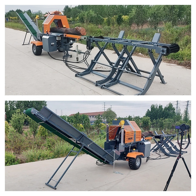 Hot sale diesel electric gasoline 35t wood log cutter and splitter firewood processor