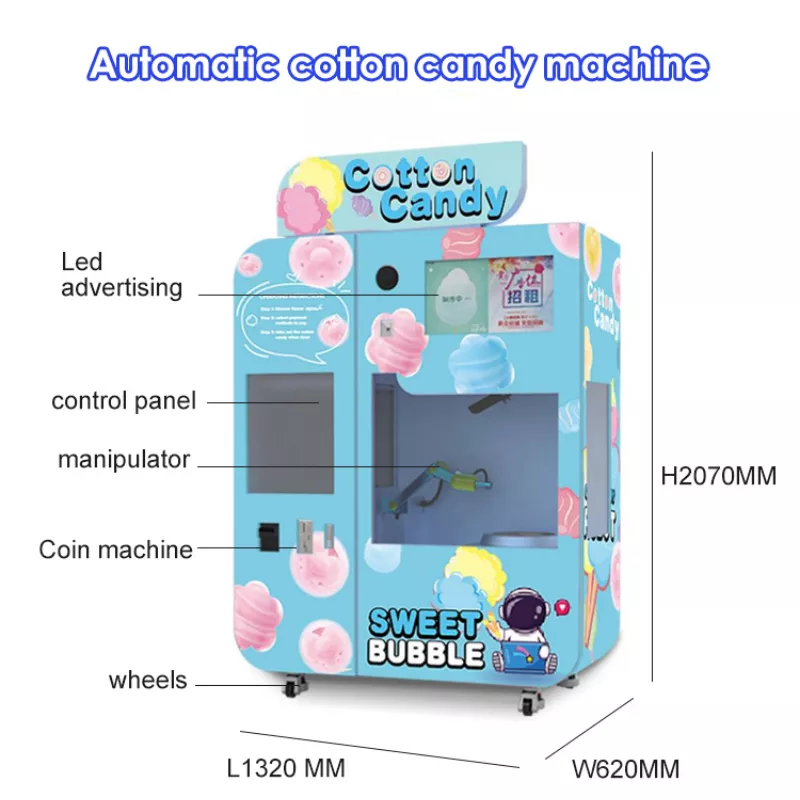 Automatic Cotton Floss Sugar Cotton Candy Making Vending Machine Touch Screen Soft Coton Candy Machine For Kids